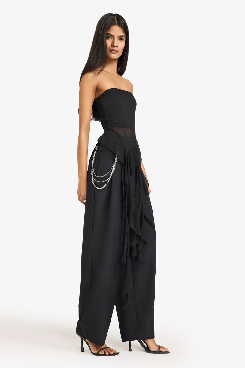 DeFacto Black Woman Baggy Fit Zipper Normal Waist Trousers Casual - Image 1